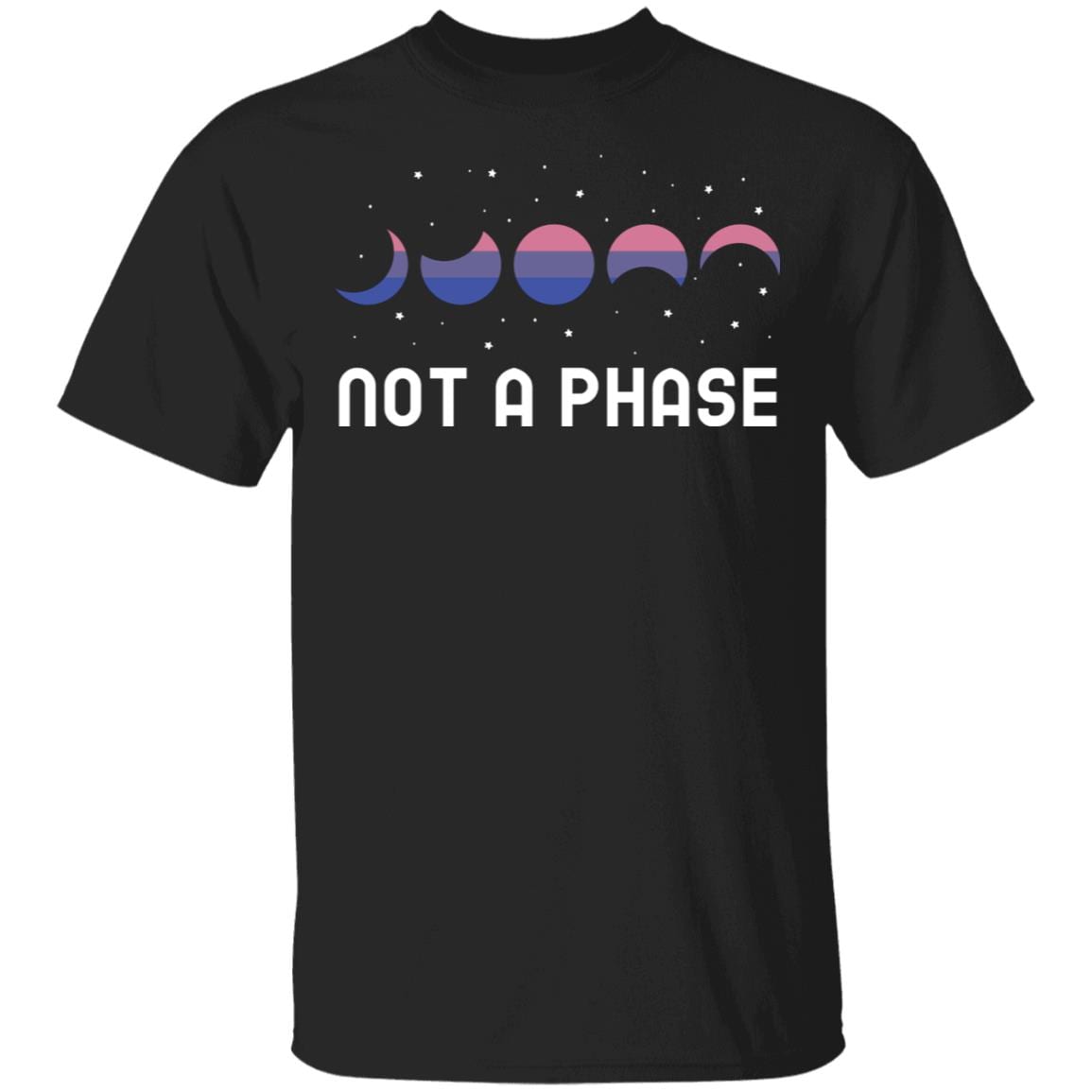 Not A Phase LGBTQ Moon Phase Bisexual Pride Flag Lesbian Gay T-shirt, Black, Unisex T-Shirt