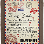 Personalized To My Dad Even When I'm Not Close by - Letter Fleece Blanket - Premium Sherpa Blanket - Woven Blanket, White, Cozy Plush Fleece Blanket - 50x60