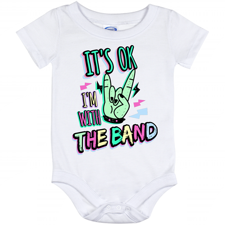 It Is Ok I'm With The Band Bright Baby Onesie - Toddler Baby Infant Bodysuit, White, Baby Onesie - 12 Month