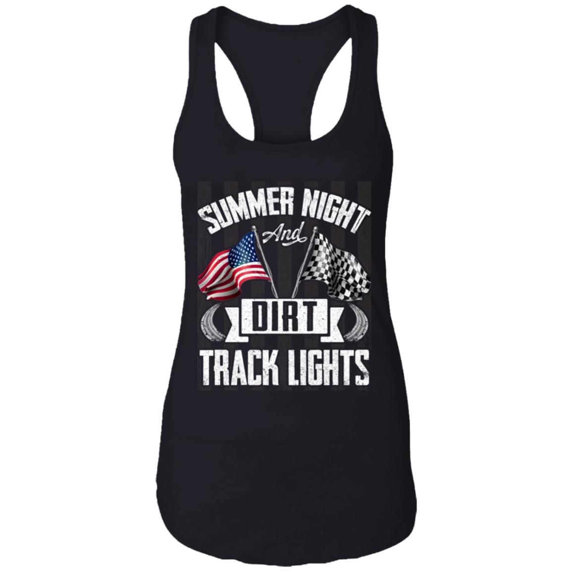 Summer Nights and Dirt Track Lights Tank Top Tee - Ladies Racerback Tank, Black, Ladies Racerback Tank