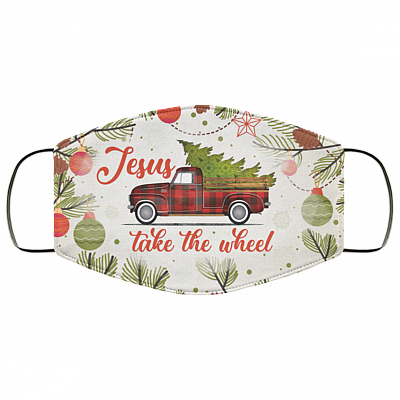 Jesus Take The Wheel X-mas Washable Reusable Custom – Printed Cloth Face Mask Cover, White, Cloth Face Cover