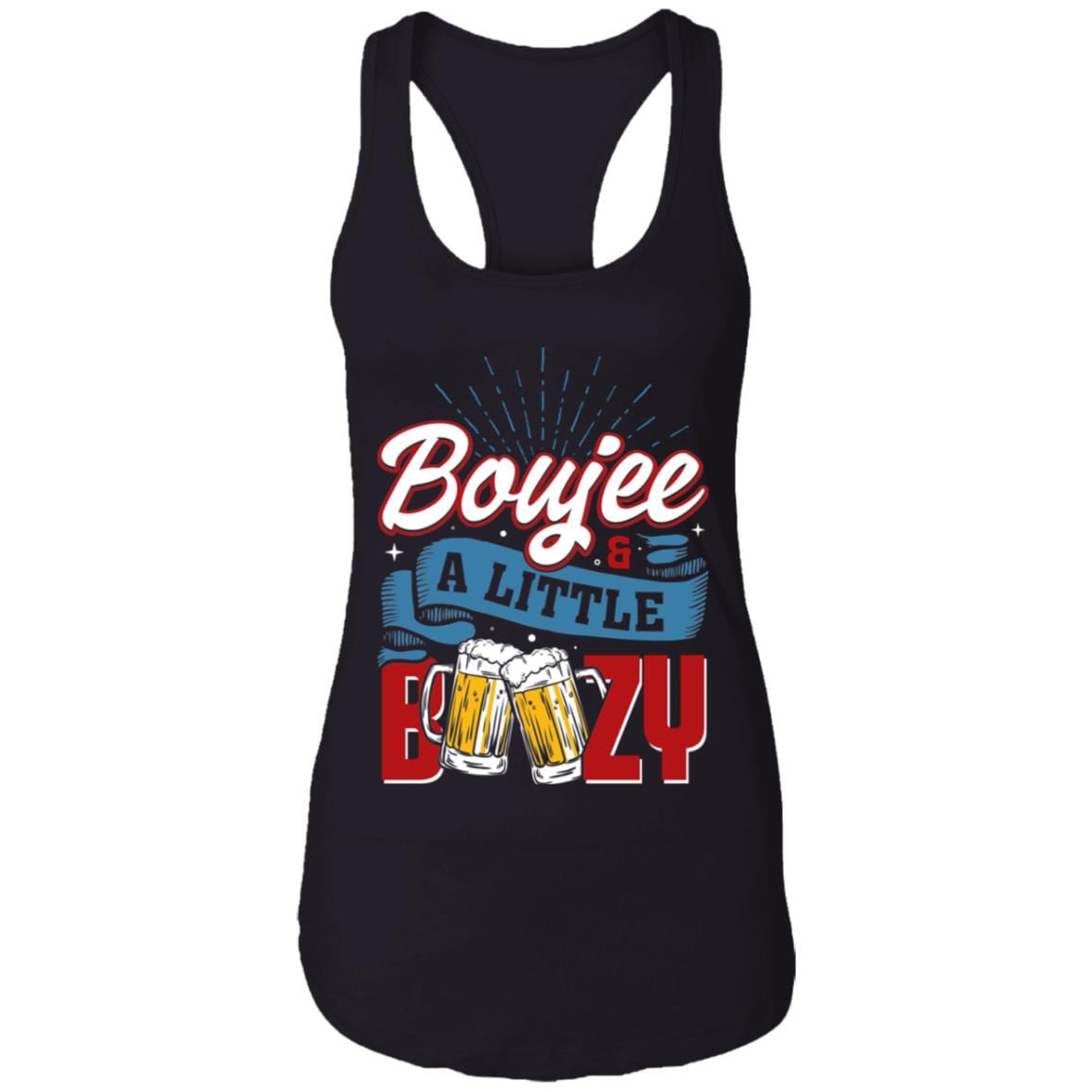 Boujee And A Little Bit Boozy Vintage Cotton Top Tee - Funny Alcohol Drinking Ladies Racerback Tank, Black, Ladies Racerback Tank
