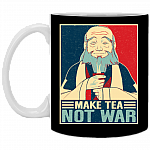 Make Tea Not War Funny Anime Ceramic Coffee Mug - Beer Stein - Water Bottle - Color Changing Mug, Black, 11 oz. White Mug