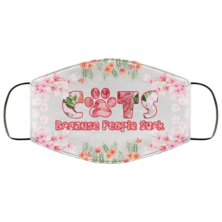 Cats Because People Suck Washable Reusable Custom - Printed Cloth Face Mask Cover, White, Cloth Face Cover