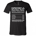 Capricorn Nutrition Facts Zodiac Horoscope Birthday Astrology T-shirt - V-Neck Tee, Black, V-Neck T-Shirt