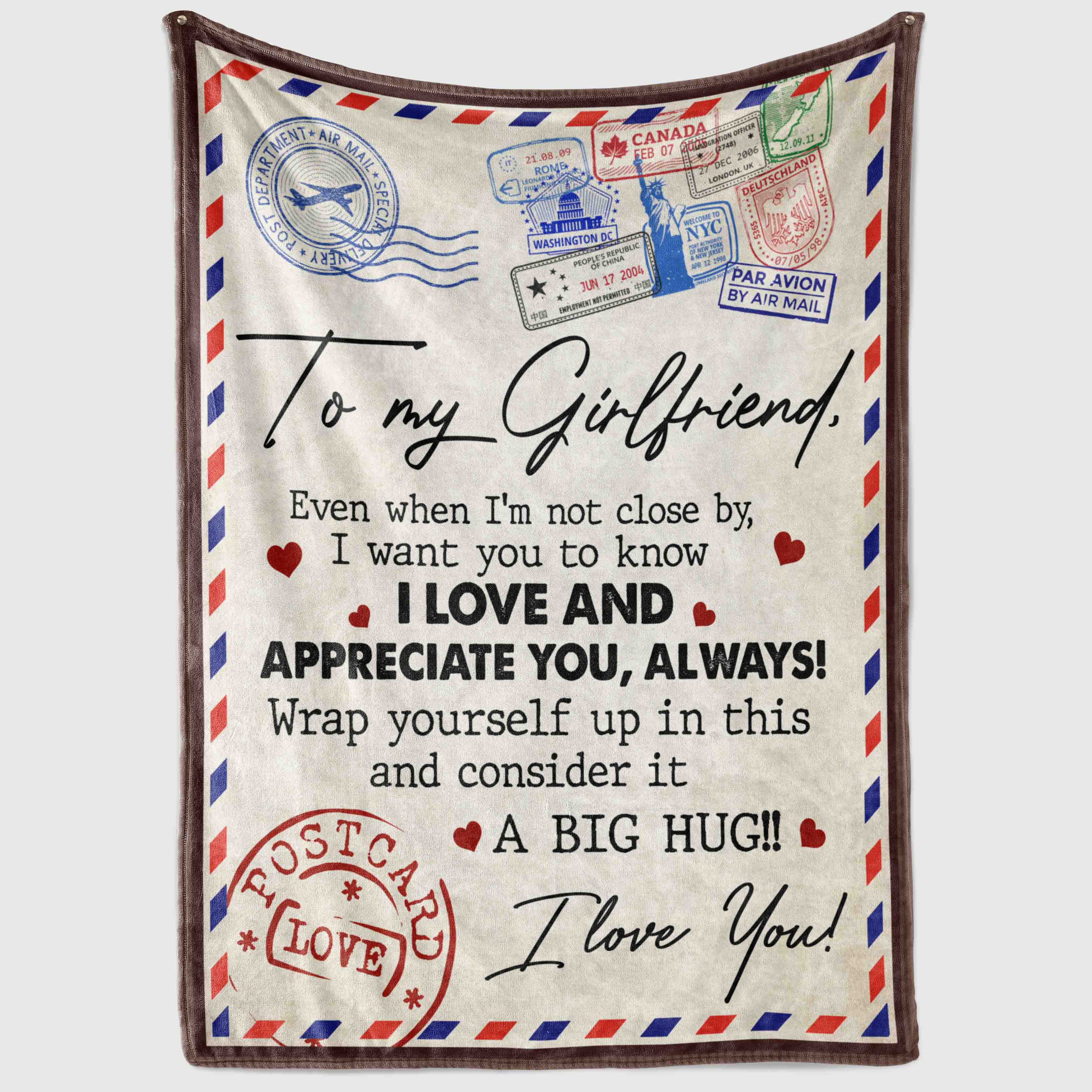 8VT. To My Girlfriend Not Close By blanket mockup