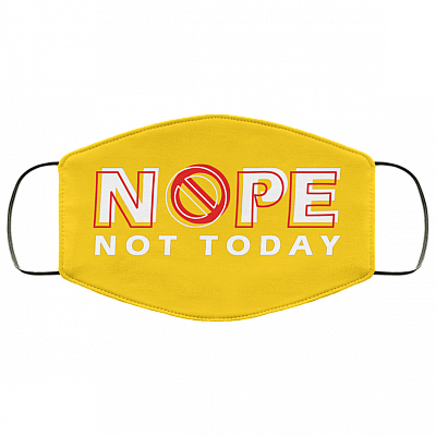 Nope Not Today Washable Reusable Custom – Printed Cloth Face Mask Cover - Funny Face Mask - Sarcastic Mask, Athletic Gold, Cloth Face Mask