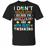 I Don't Speak Much Because I'm Brilliant And I'm Busy Thinking Autism Awareness T-Shirt - V-Neck Shirt, Black, Youth T-Shirt