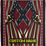 Personalized Name American Confederate Flag Fleece Blanket - Premium Sherpa Blanket - Woven Blanket, White, Cozy Plush Fleece Blanket - 50x60