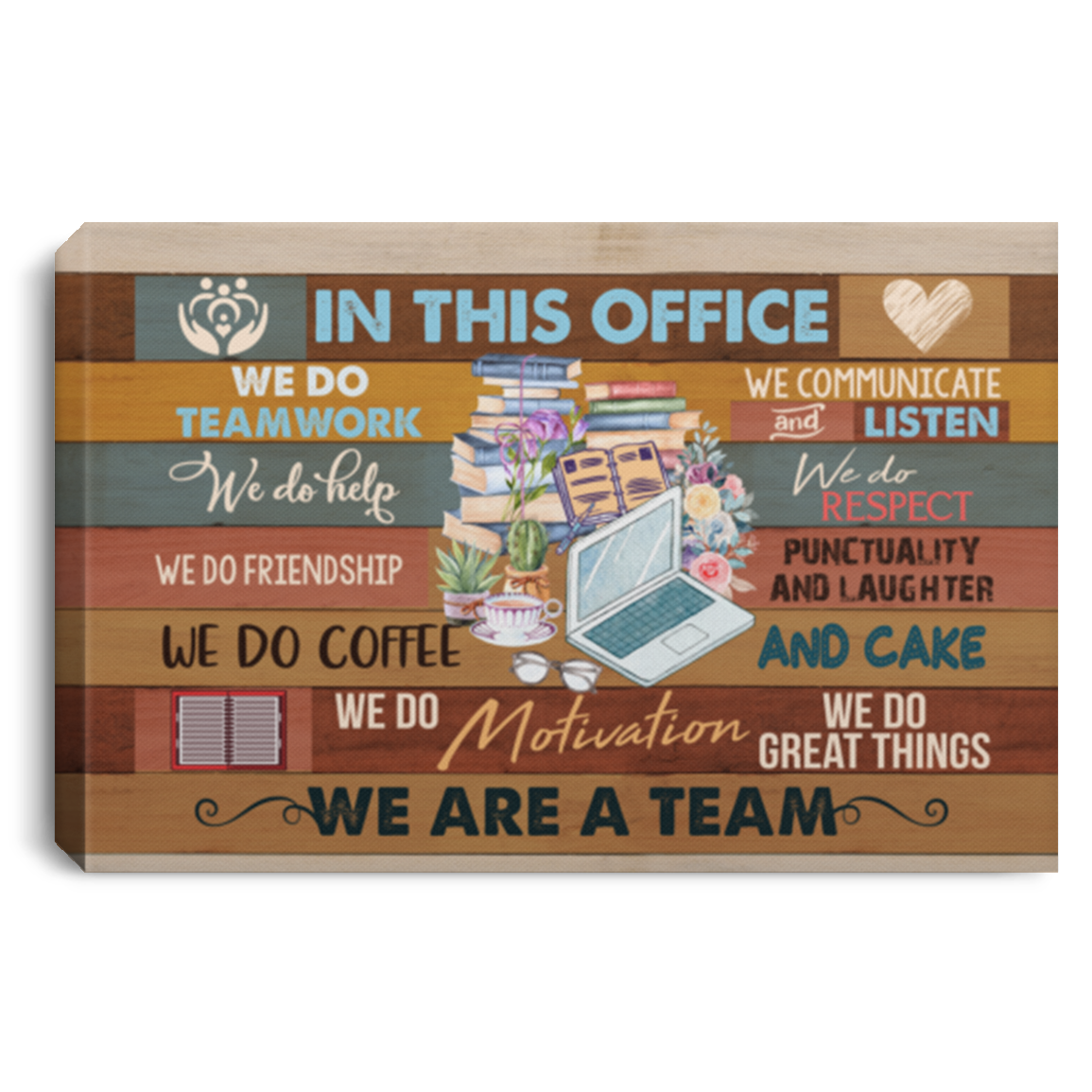 In This Office We Are A Team Soical Worker Gallery Wrapped Framed Canvas Prints - Unframed Poster, White, 0.75'' Framed Canvas