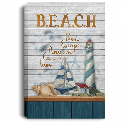 Beach Best Escape Anyone Can Have - Beach Wall Art Framed - Unframed Poster - Home Decor Wall Art, White, 0.75'' Framed Canvas