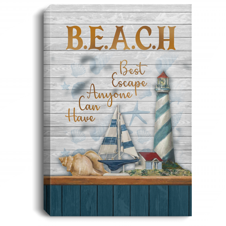 Beach Best Escape Anyone Can Have - Beach Wall Art Framed - Unframed Poster - Home Decor Wall Art, White, 0.75'' Framed Canvas