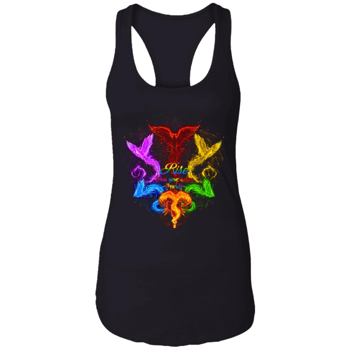 Rise From Your Ashes LGBT Pride Cotton Tank Top Tee - Ladies Racerback Tank, Black, Ladies Racerback Tank