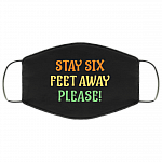 Please Stay 6 Feet Away Washable Reusable Custom – Printed Cloth Face Mask Cover, Black, Cloth Face Mask