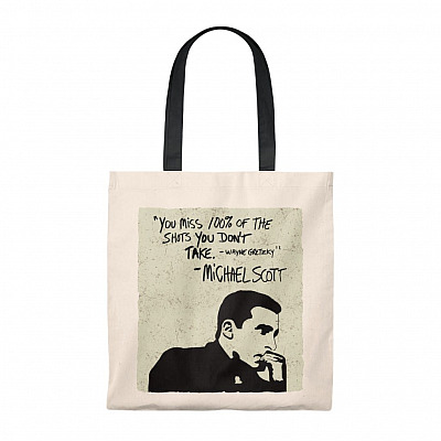 You Miss 100% of the Shots You Dont Take Motivational Quote Gift Shoulder Bag - Reusable Grocery Shopping Bag