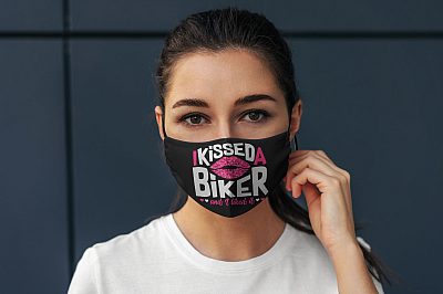 Alternative view of I Kissed A Biker And I Liked It Washable Reusable Custom - Printed Cloth Face Mask Cover