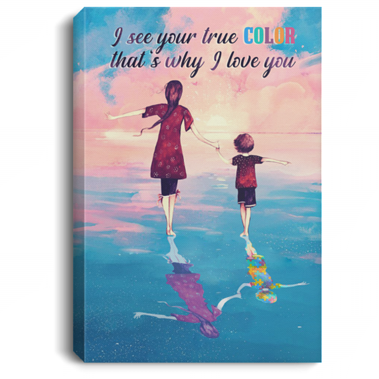 I See Your True Colors Why I Love You Gallery Wrapped Framed Canvas - Unframed Poster - Home Decor Wall Art, White, 0.75'' Framed Canvas