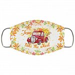 Jesus Take The Wheel Pumpkin Autumn Washable Reusable Custom – Printed Cloth Face Mask Cover, White, Cloth Face Cover