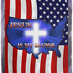 Jesus Is My Savior Christian Cross American Flag Fleece Blanket - Premium Sherpa Blanket - Woven Blanket, White, Cozy Plush Fleece Blanket - 50x60