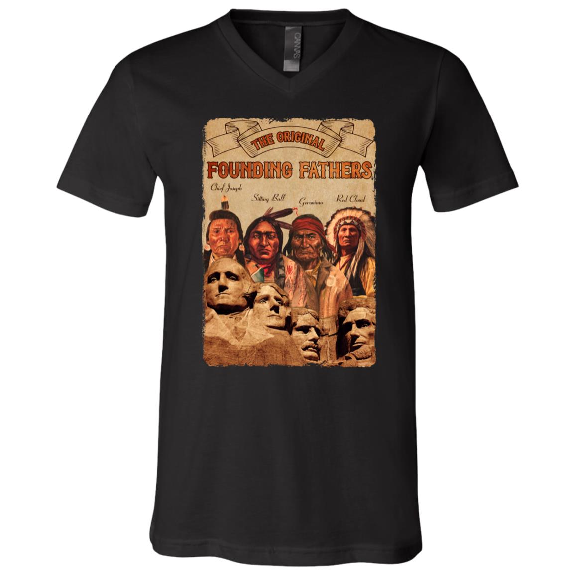 Native American Leaders The Original Founding Fathers T-Shirt - V-Neck, Black, V-Neck T-Shirt