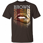 Brown Sugar Melanin Lips T-Shirt - V-Neck - Proud Melanin Girl Shirt, Dark Chocolate, Unisex T-Shirt