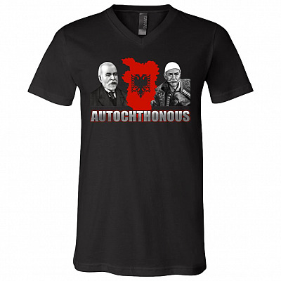 Autochthonous Albania Flag Proud History T-shirt - V-neck, Black, V-Neck T-Shirt