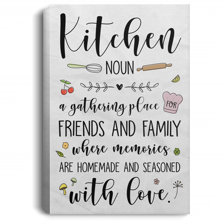 Kitchen a Gathering Place for Friends Wrapped Framed Canvas Prints - Unframed Poster - Kitchen Wall Decor, White, 0.75'' Framed Canvas