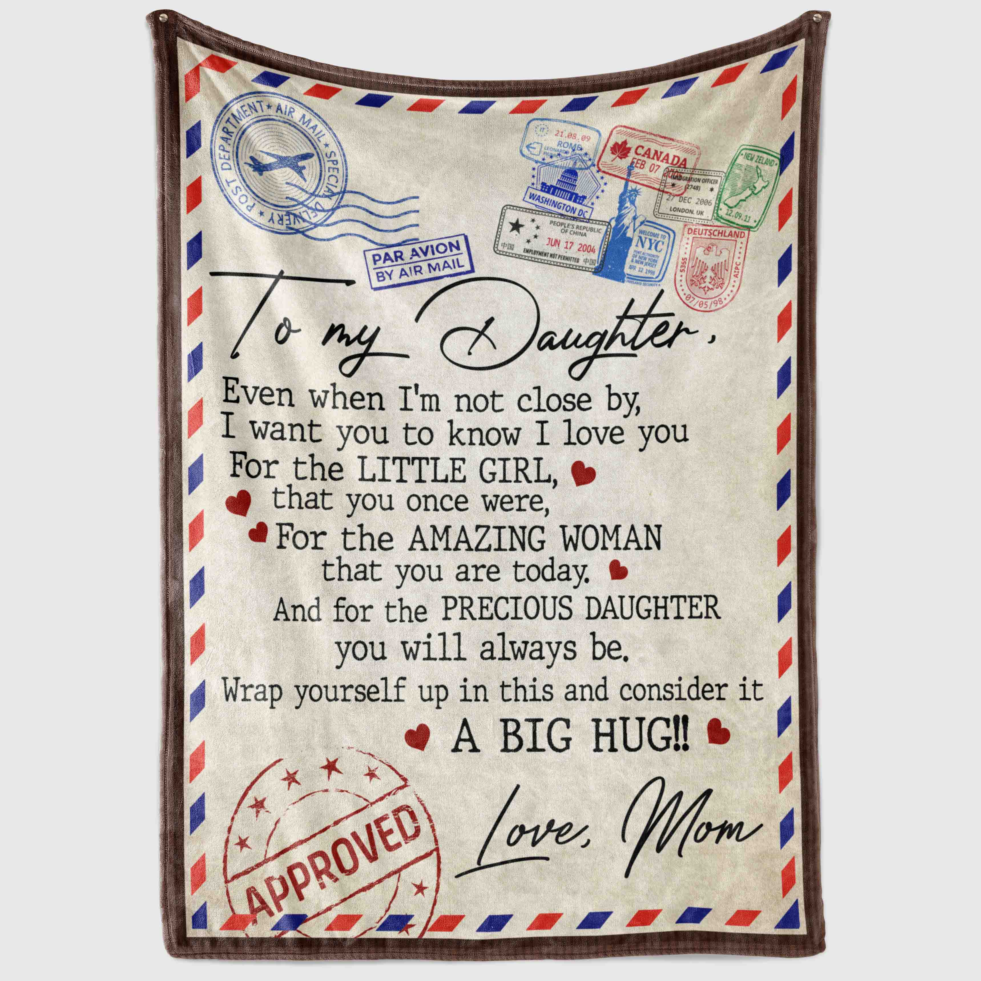 2VT. Mom To My Daughter Not Close By blanket mockup