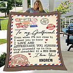 Personalized To My Girlfriend Even When I'm Not Close by - Letter Fleece Blanket - Premium Sherpa Blanket - Woven Blanket