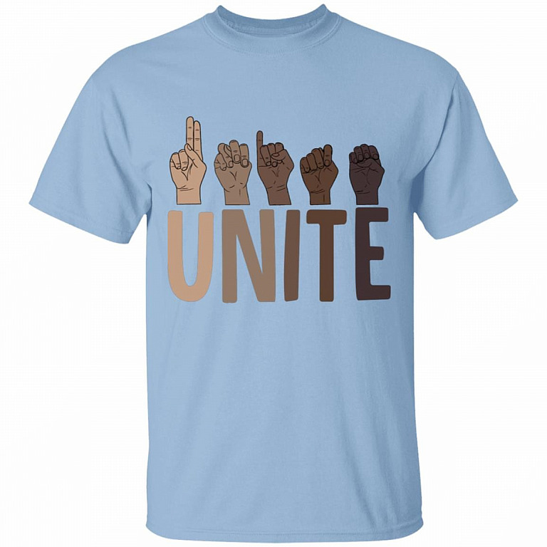 Unite Sign Language Black Live s Matter Proud To Be Black T-shirt, Light Blue, Unisex T-Shirt