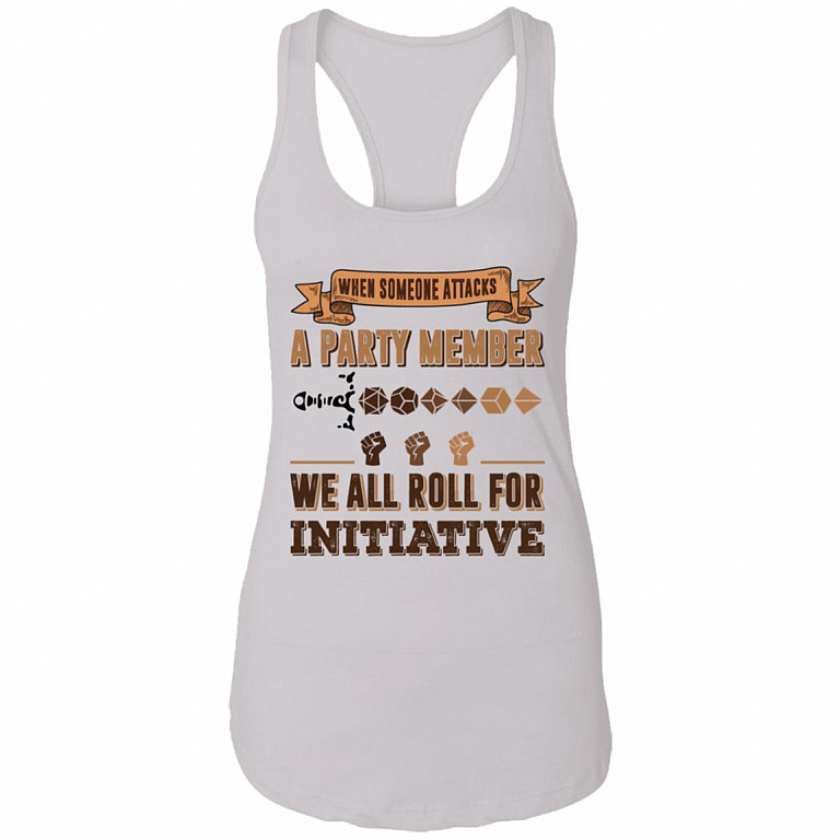 When Someone Attacks One Party Member We All Roll for Initiative Black Lives Matter Tank Top, White, Ladies Racerback Tank