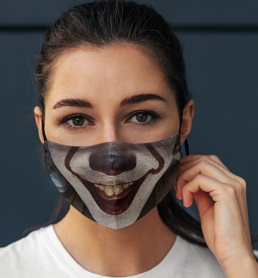 Alternative view of Pennywise IT Horror Characters Washable Reusable Custom - Printed Cloth Face Mask Cover