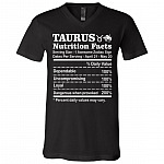 Taurus Nutrition Facts Zodiac Horoscope Birthday Astrology T-shirt - V-Neck Tee, Black, V-Neck T-Shirt