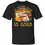 My Favorite Chord Is Gsus Vintage Retro T-Shirt - Funny Jesus Playing Guitar Shirt, Black, Unisex T-Shirt