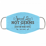 Personalized Spread Love Not Germs - Bride And Groom Face Masks, Columbia Blue, Cloth Face Cover