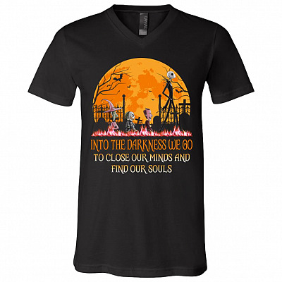 Into The Darkness To Lose Our Minds And Find Our Souls Jack Skeleton Nightmare Before T-shirt - V-neck, Black, V-Neck T-Shirt