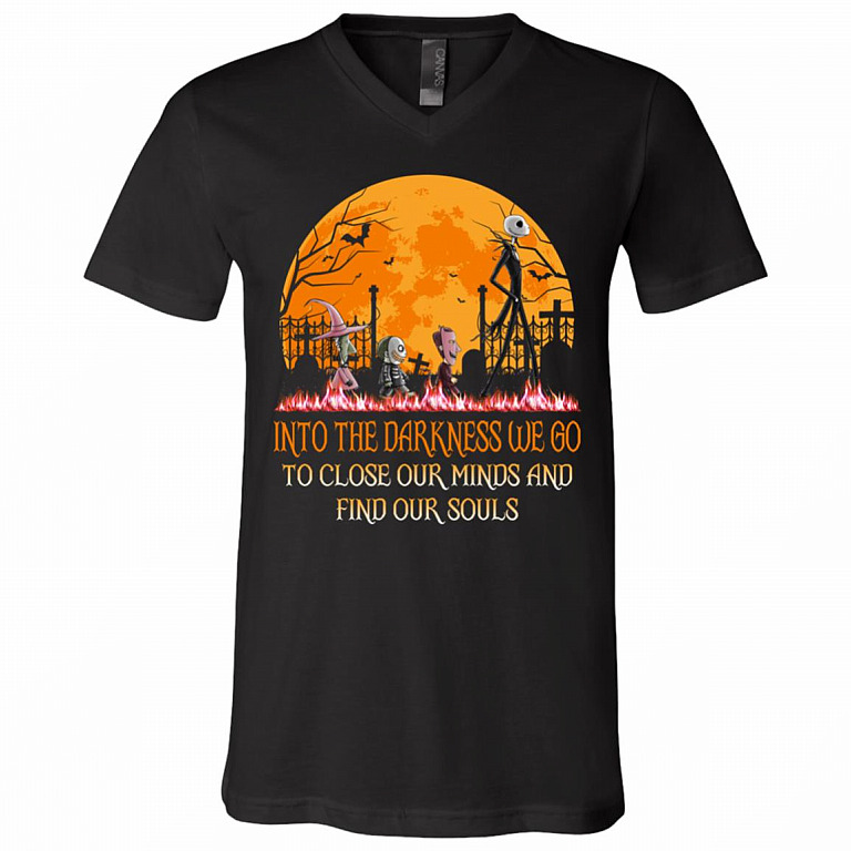 Into The Darkness To Lose Our Minds And Find Our Souls Jack Skeleton Nightmare Before T-shirt - V-neck, Black, V-Neck T-Shirt