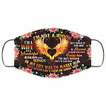 I'm Not a Widow I'm a Wife to a Wonderful Husband with Wings Washable Reusable Custom - Printed Cloth Face Mask Cover, Black, Cloth Face Cover