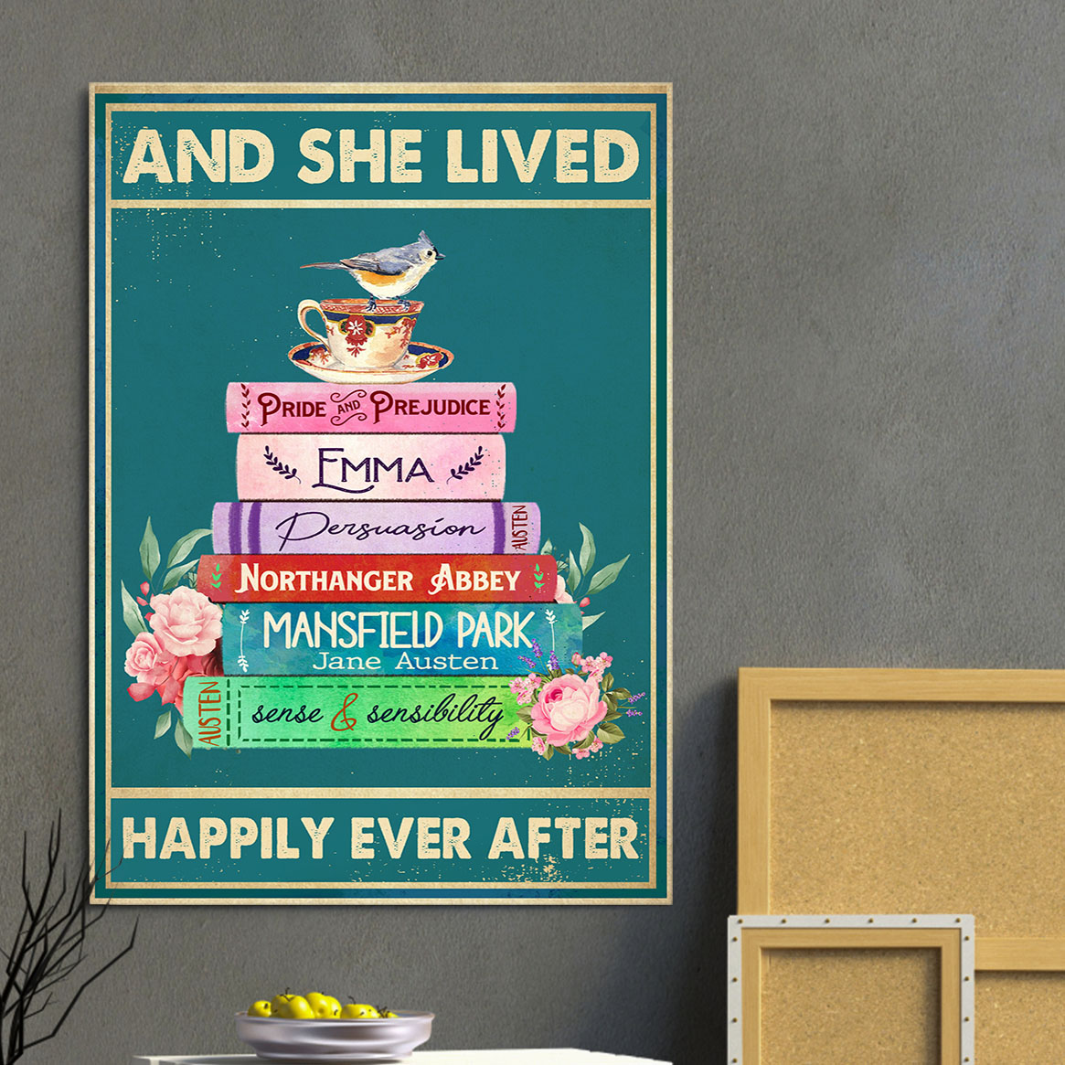 1VT. And She Lived Happily Books canvas mockup