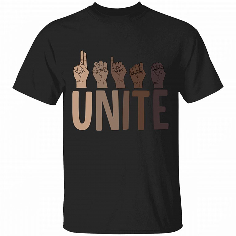 Unite Sign Language Black Live s Matter Proud To Be Black T-shirt, Black, Unisex T-Shirt