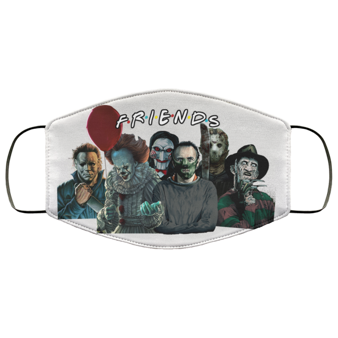 Friends Horror Movies Creepy Halloween Characters Washable Reusable Custom - Printed Cloth Face Mask Cover, White, Cloth Face Cover Friends Horror Movies Creepy Halloween Characters Washable Reusable Custom - Printed Cloth Face Mask Cover, White, Cloth Face Cover