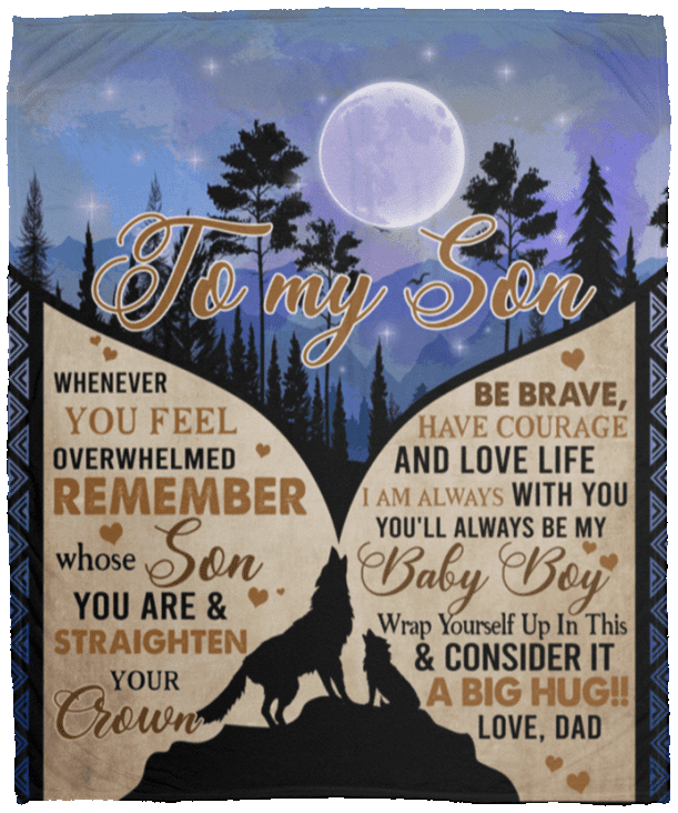 From Dad To My Son Whenever You Feel Overwhelmed Wolf Fleece Blanket – Premium Sherpa Blanket – Woven Blanket, White, Cozy Plush Fleece Blanket - 50x60 From Dad To My Son Whenever You Feel Overwhelmed Wolf Fleece Blanket – Premium Sherpa Blanket – Woven Blanket, White, Cozy Plush Fleece Blanket - 50x60