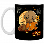 Trick R Treat Sam Coffee Mug - Beer Stein - Water Bottle - Color Changing Mug - Halloween Mug, Black, 11 oz. White Mug