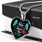 My Dear Wife I Asked God for an Angel and He Sent Me You from Your Husband Heart Pendant Necklace - Heart Luxury Necklace (Silver)