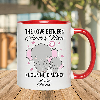 Alternative view of Personalized The Love Between Aunt and Niece Knows No Distance Accent Mug - Cute Elephant Aunt and Niece Gift