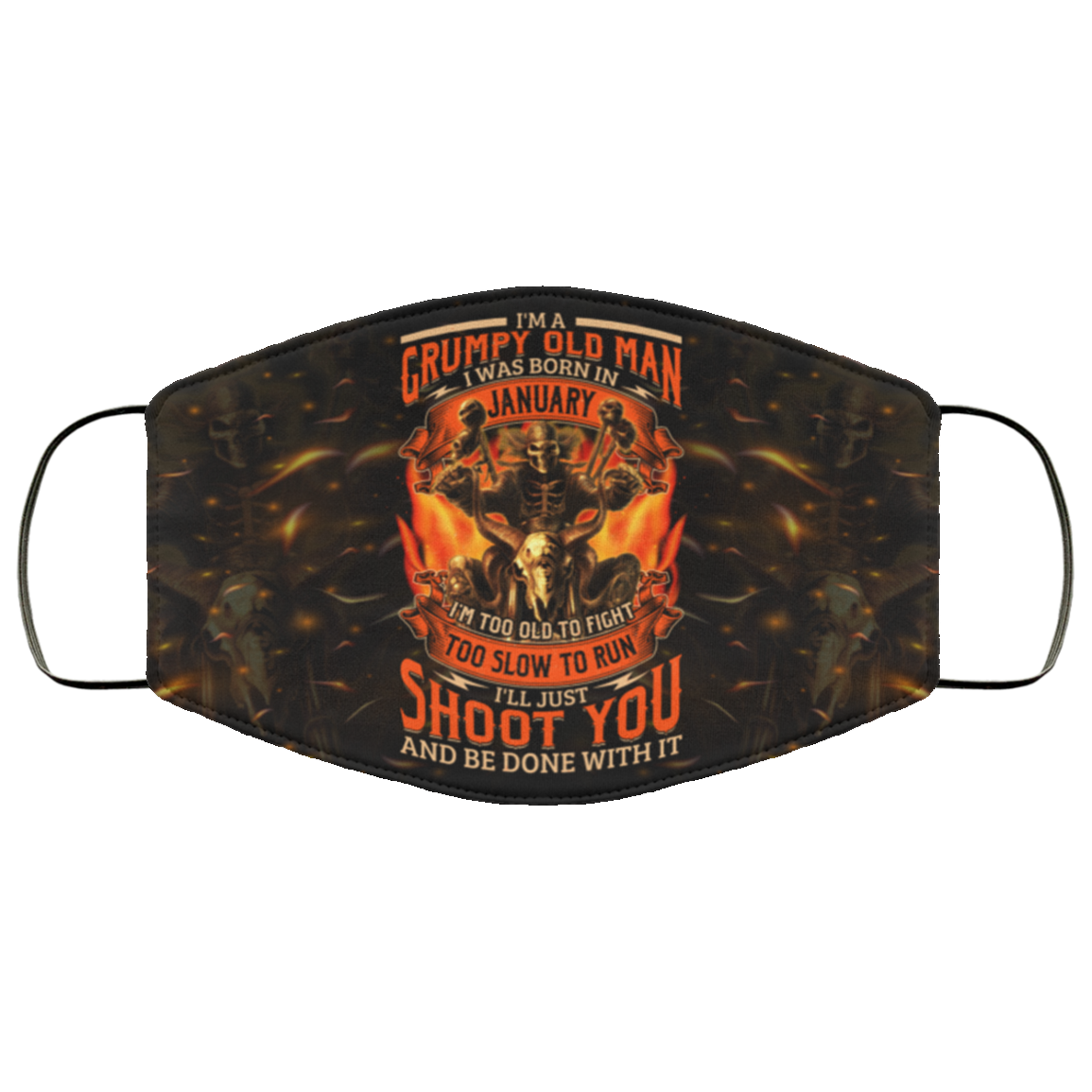 I'm A Grumpy Old Man I Was Born In January Washable Reusable Custom - Printed Cloth Face Mask Cover, White, Cloth Face Cover I'm A Grumpy Old Man I Was Born In January Washable Reusable Custom - Printed Cloth Face Mask Cover, White, Cloth Face Cover