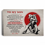 To My Son While On This Ride Called Life You Have To Take The Good Biker Framed Canvas Prints - Unframed Poster, White, 0.75'' Framed Canvas
