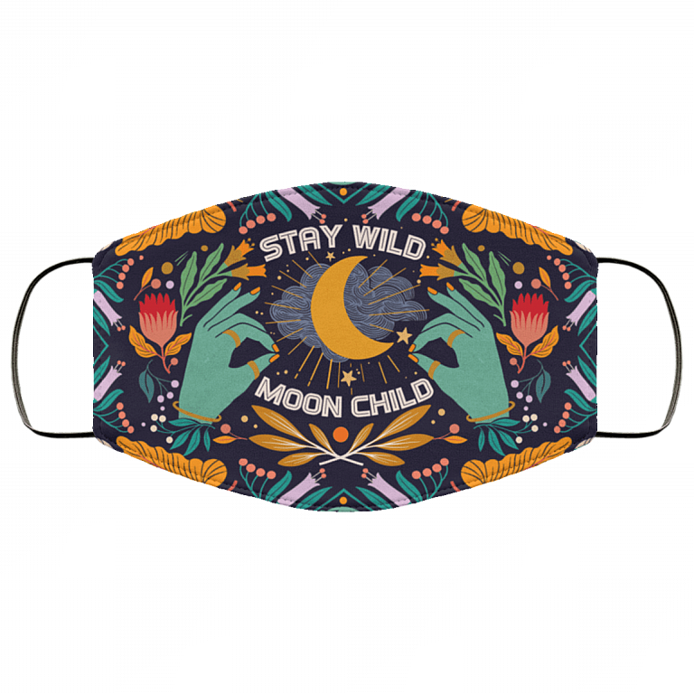 Stay Wild Moon Child Washable Reusable Custom - Printed Cloth Face Mask Cover, White, Cloth Face Cover