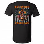 One Nation Under God American Flag Wings Plain Front - Print On Back T-Shirt - V-Neck Shirt, Black, V-Neck T-Shirt