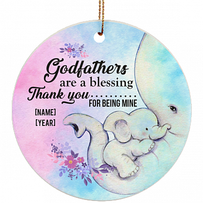 Personalized Godfathers Are A Blessing Thank You For Being Mine Flat Circle Porcelain Ceramic Ornament, White, Ceramic Circle Ornament